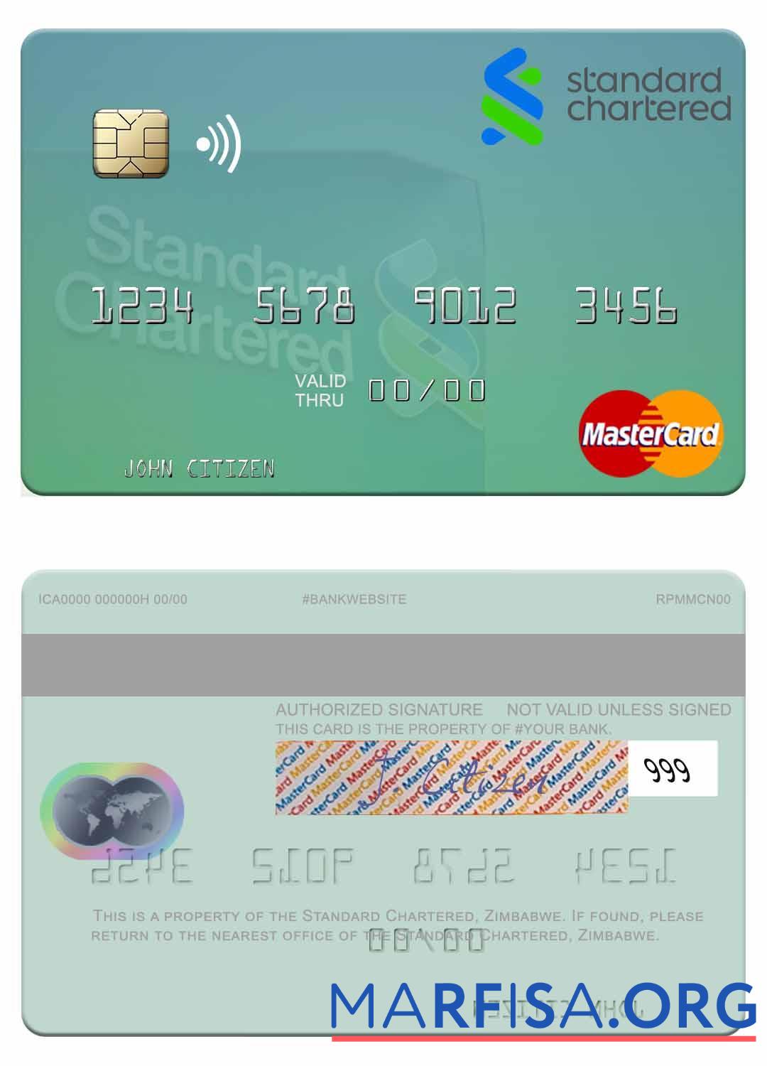 Realistic Zimbabwe Standard Chartered mastercard example